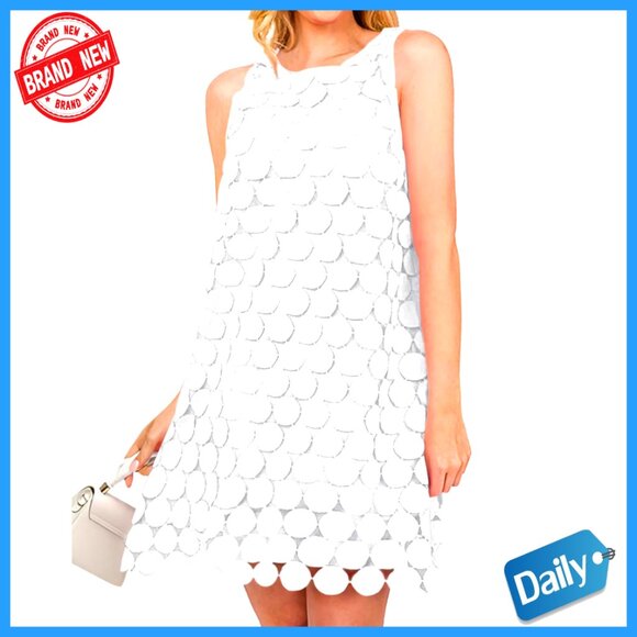 Sleeveless Hollow Out Embroidered Mini Dress Relaxed Fit Cocktail Vacation